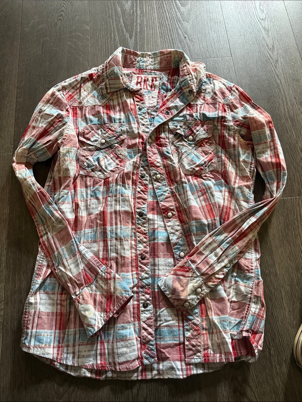 Bke  Red & Blue Plaid Button-Up Shirt size m vintage